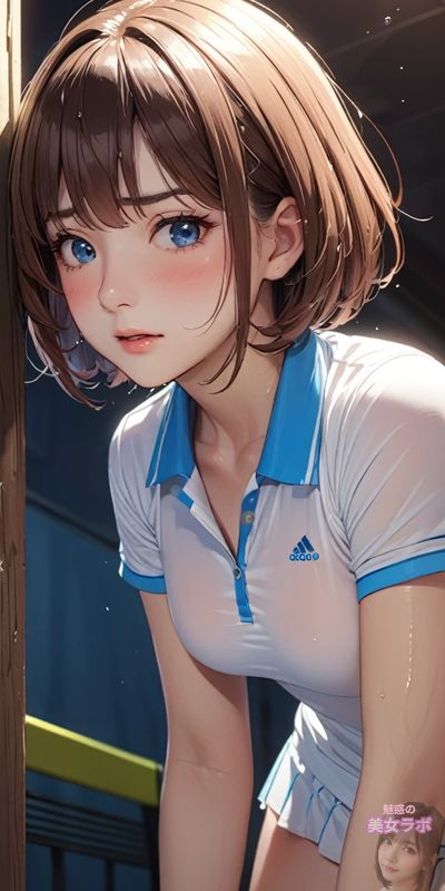 青い目のスポーツウェアを着たアニメ風の美少女キャラクター