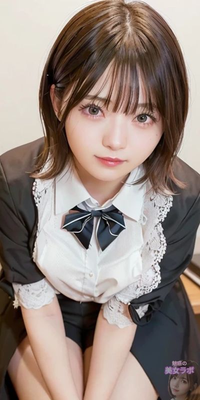 黒い制服を着た日本人女性が微笑んでカメラを見つめている写真